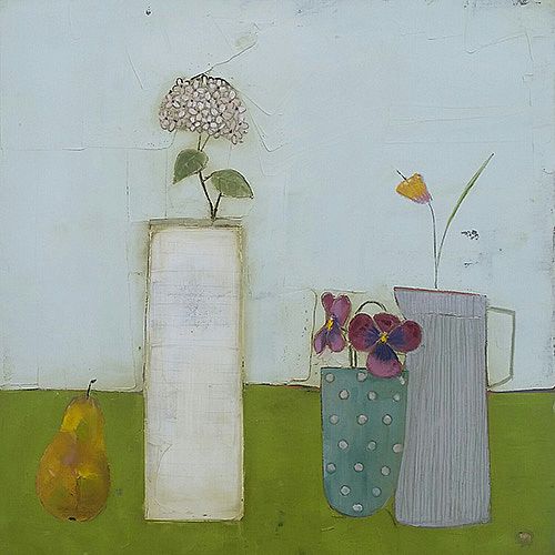 Eithne  Roberts - White Vase and Pear